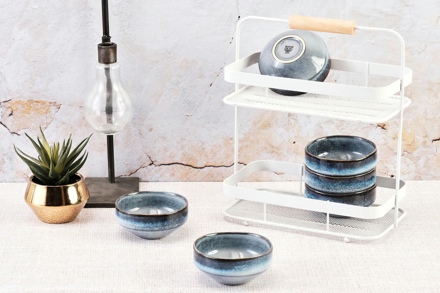 GENESIS - Lot de 6 petits bols en grès bleu D11