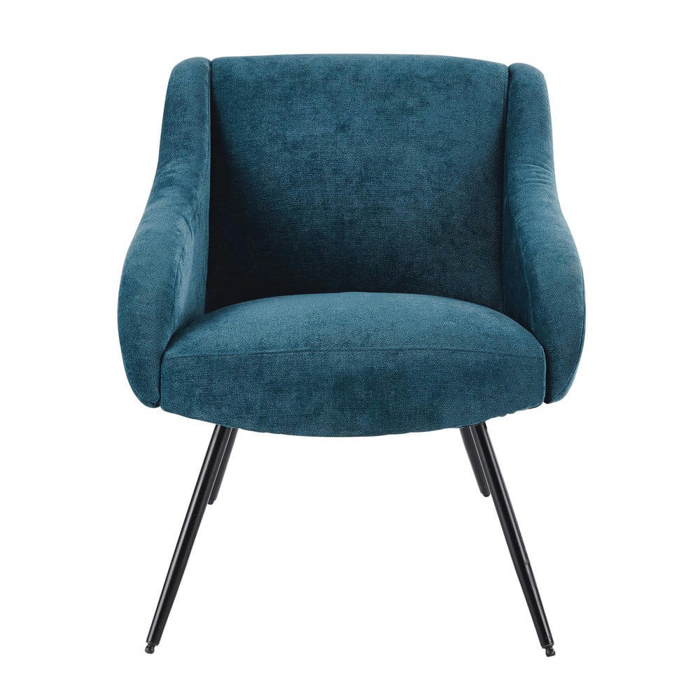 Joyce - Fauteuil vintage en velours bleu et métal