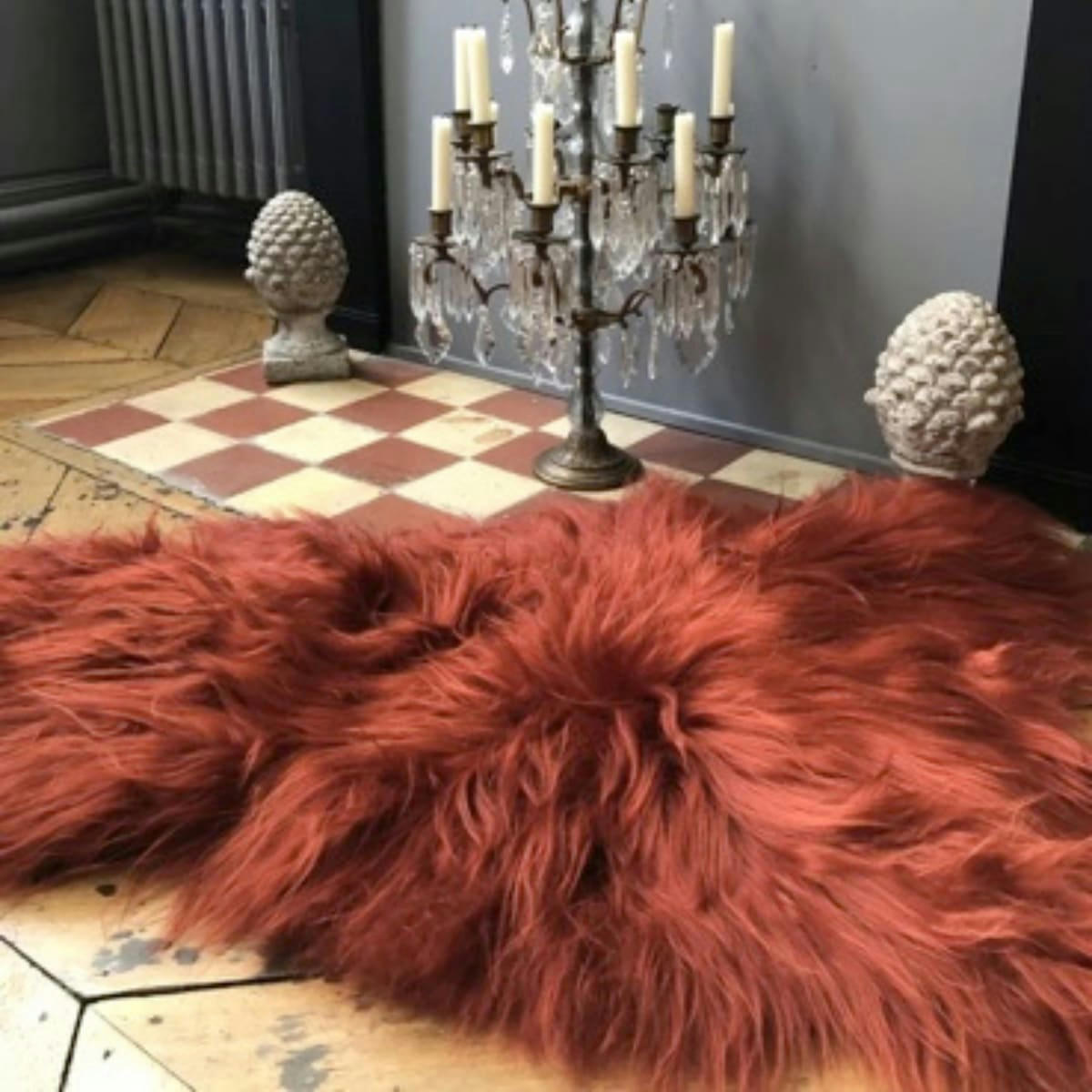 - Tapis en peau de mouton islandais terracotta