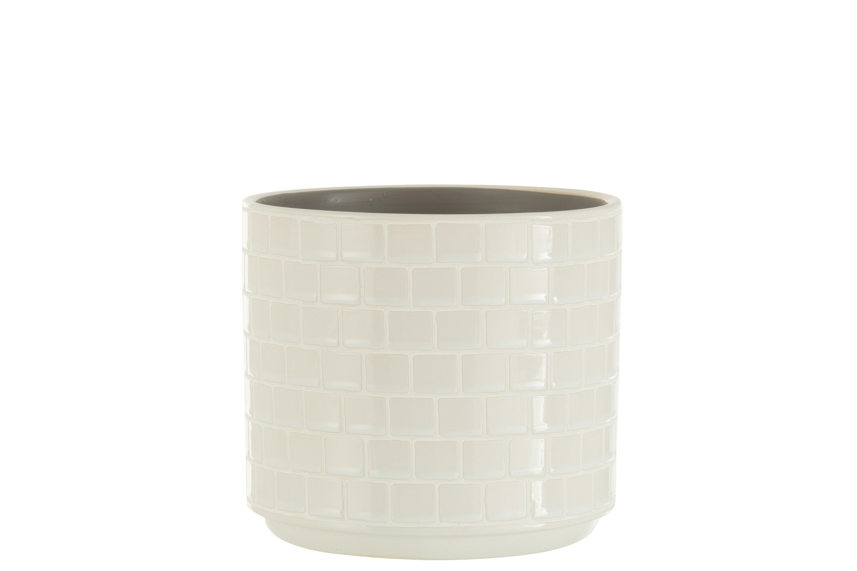 J-Line bloempot Blinkend - keramiek - wit - large - Ø 17 cm