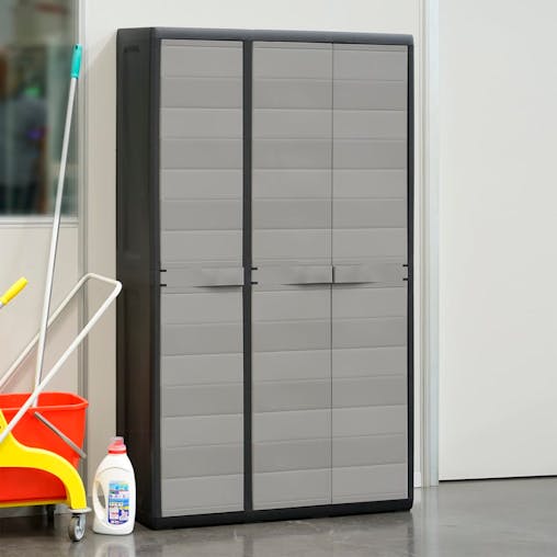 NNEVL Garden Storage Cabinet with 4 Shelves Black and Grey