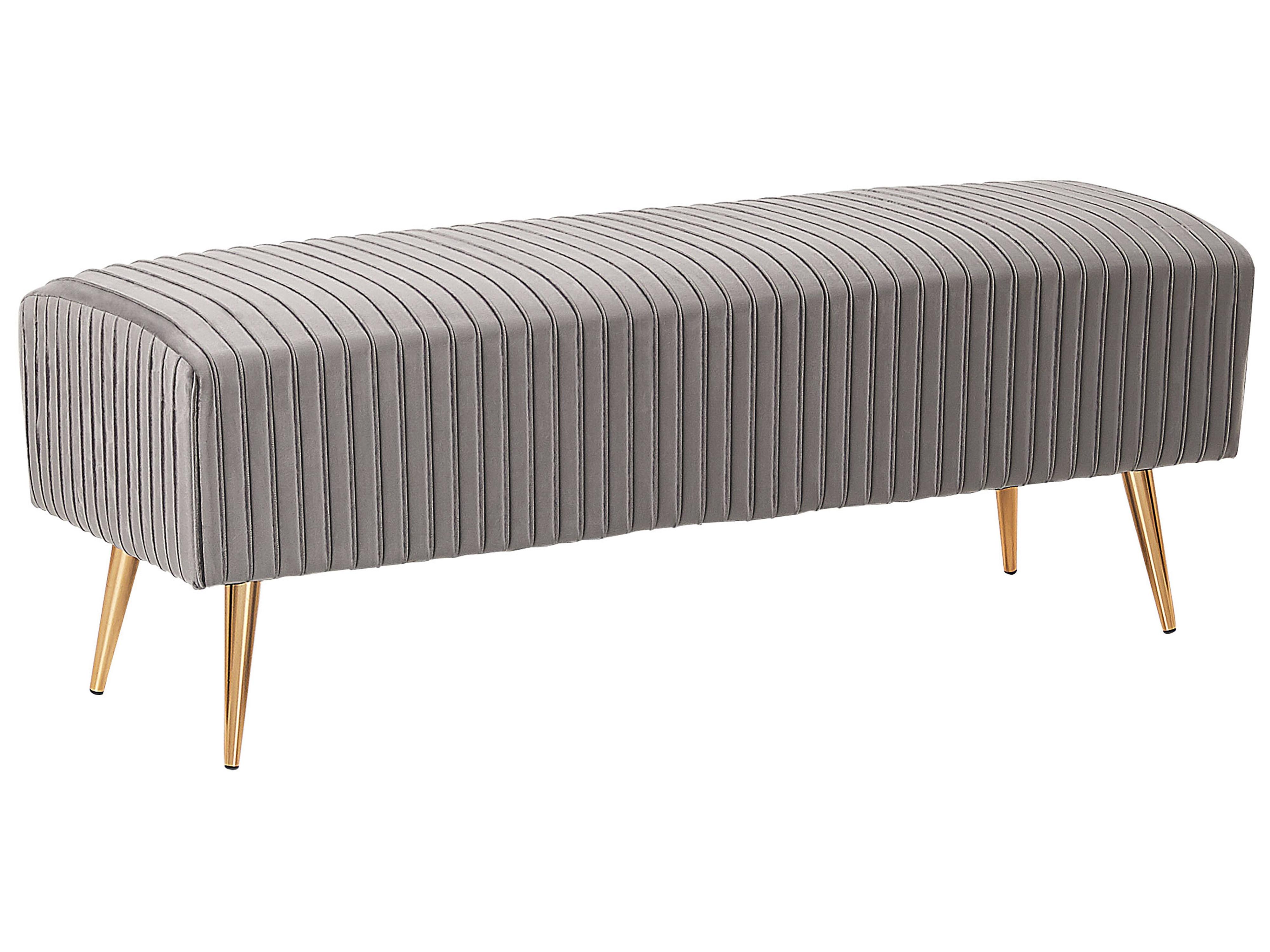 Upholstered Bench PATERSON Velvet Light Grey