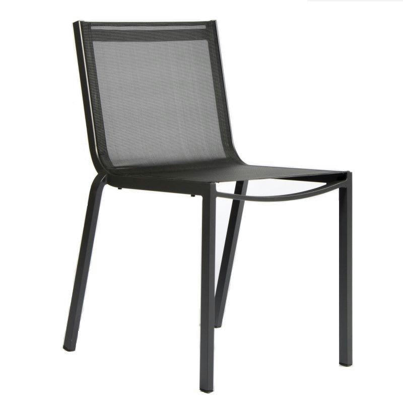 ITAC - Chaise aluminium et textilène empilable gris anthracite
