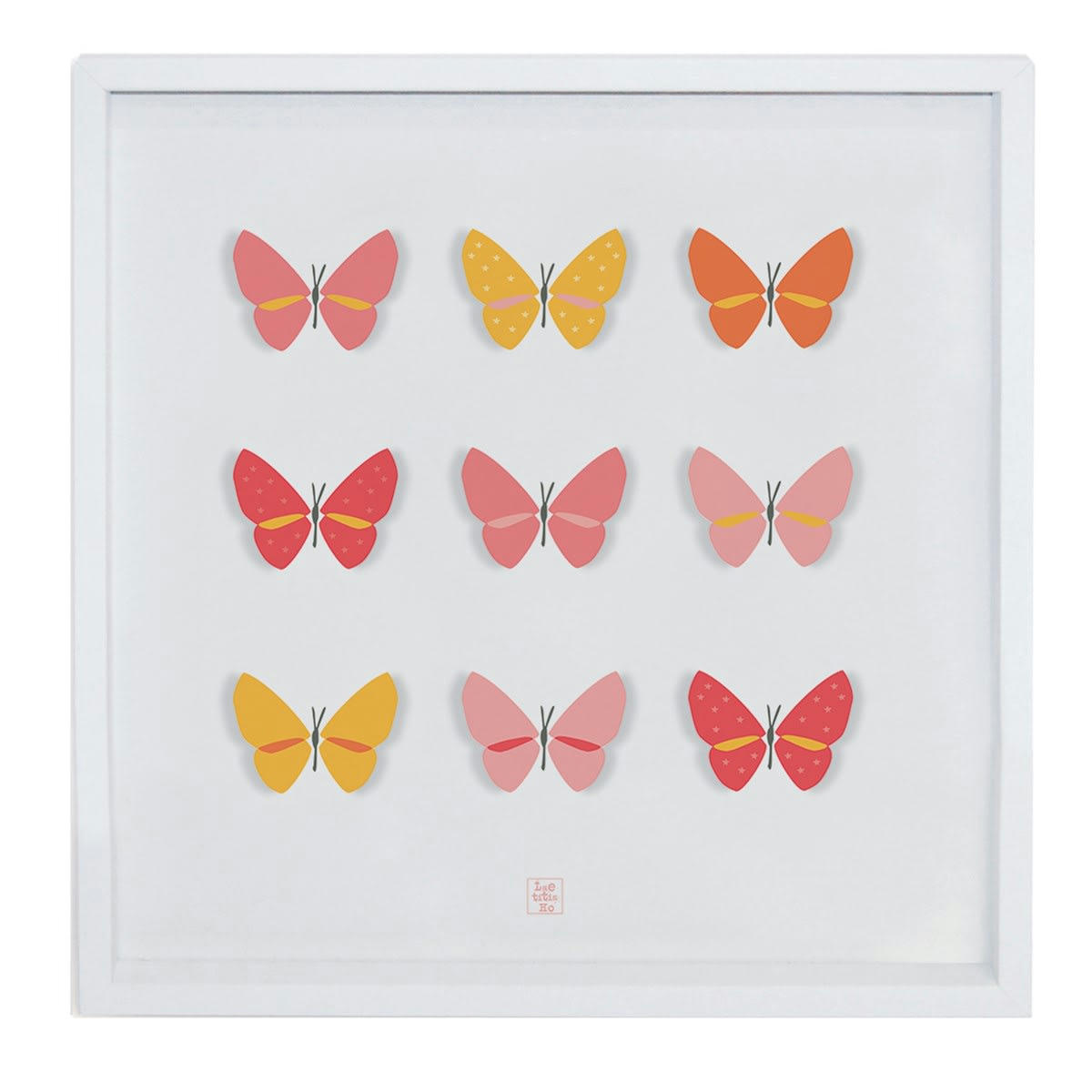 HELLO SPRING - Affiche papillons en Papier Rose