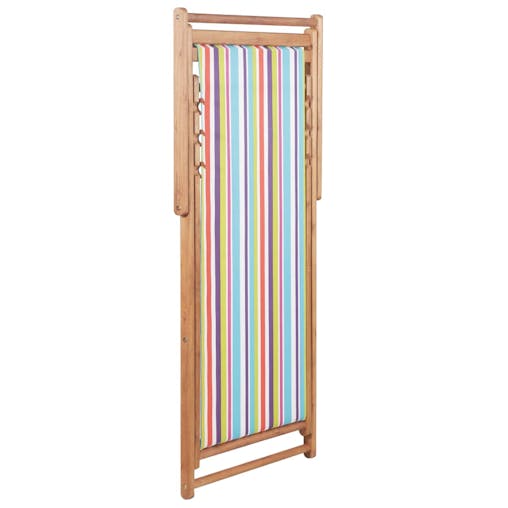 NNEVL Folding Beach Chair Fabric and Wooden Frame Multicolour