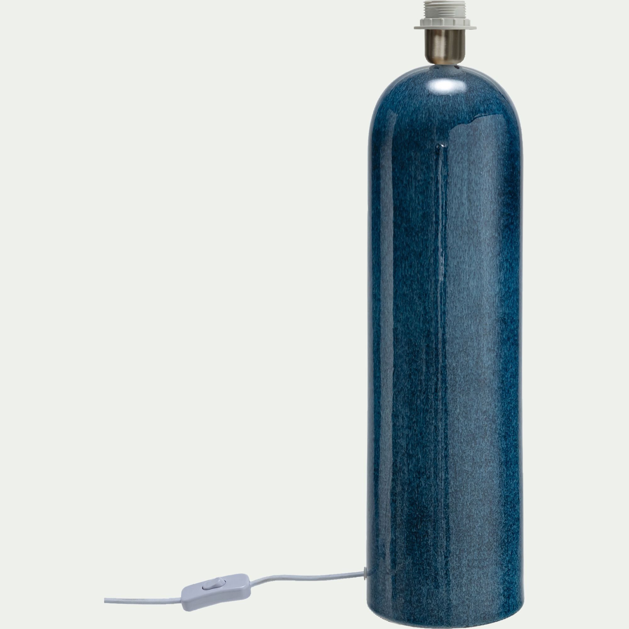 DENICE - Pied de lampe électrifié en grès D15cm - bleu