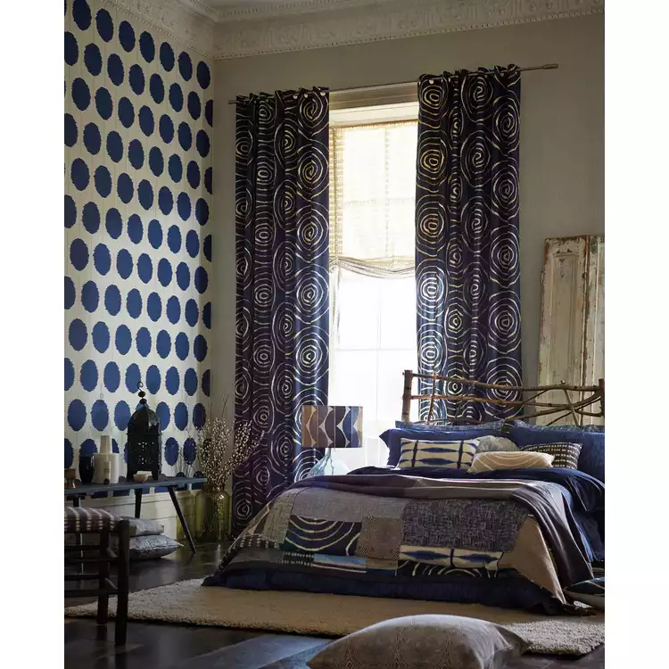 Scion Kimi Slate Ink Blue Wallpaper