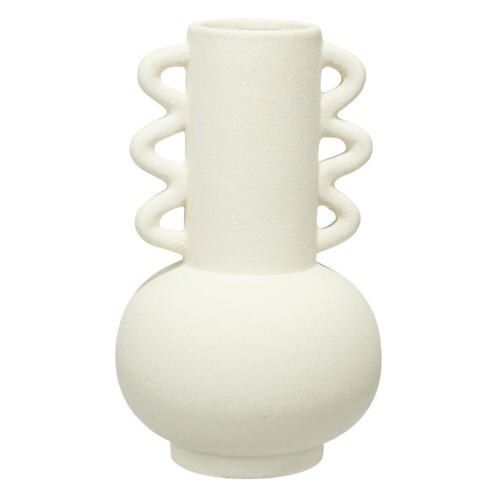 Vase céramique anses oreillettes blanc Ø12,5xH20,5cm