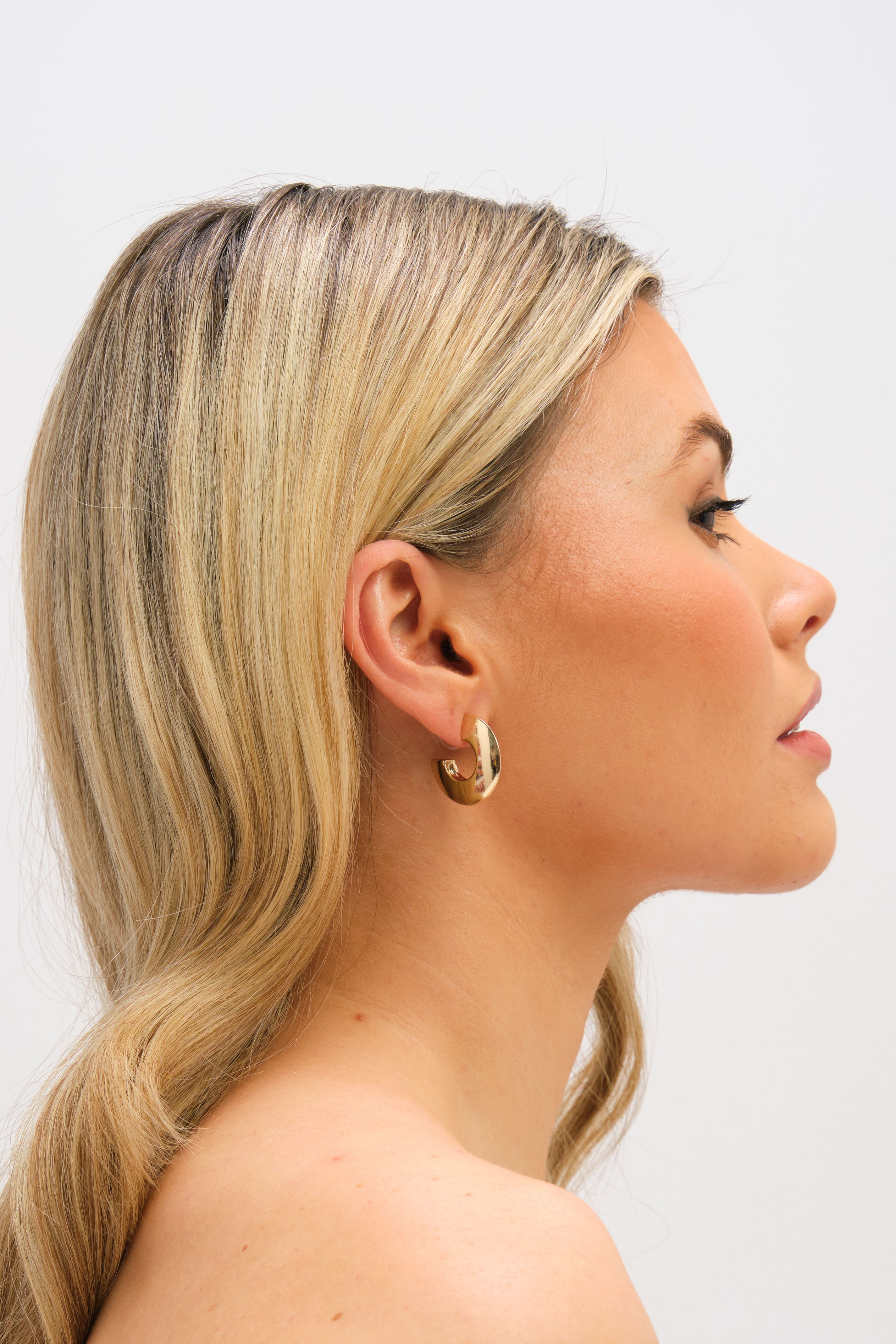 Jon Richard Gold Plated Flat Disk Hoop Earrings