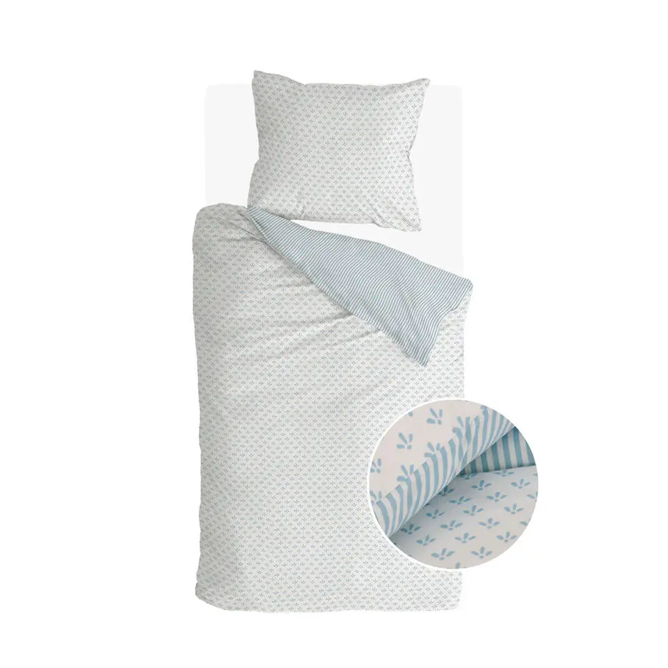 Walra - Dekbedovertrek Warm Whispers - 140x220 cm - Off White / Blauw