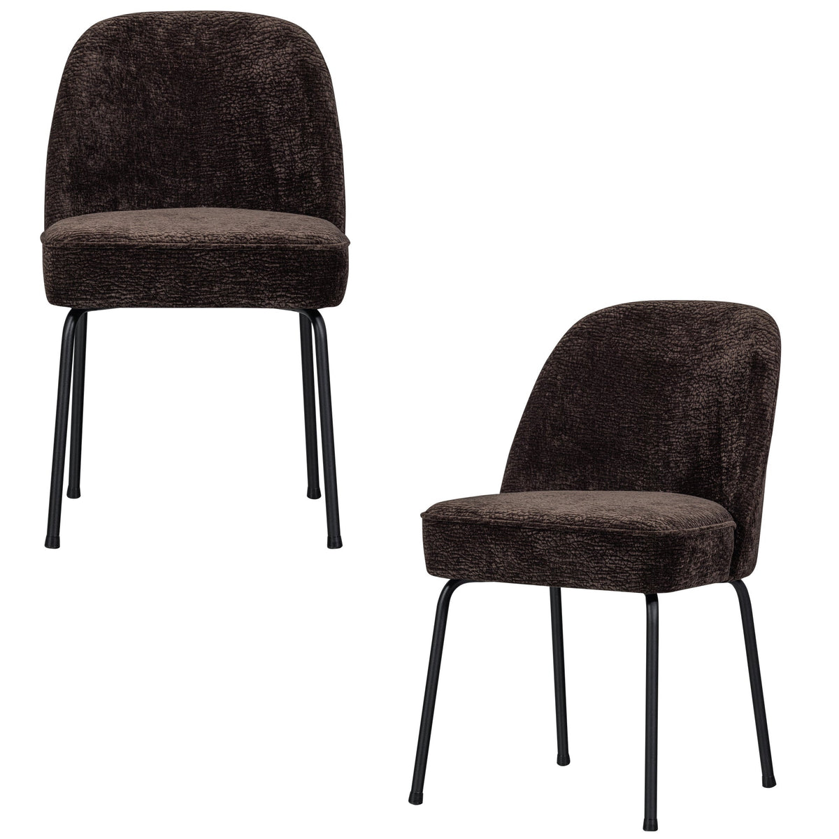 WOOOD eetkamerstoelen Vogue - Polyester - Donkerbruin - Set van 2