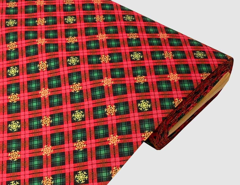 Dekostoff Karo Rot, Gold