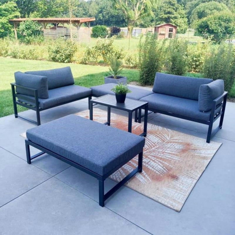 MARIA - Salon de jardin modulable 2 places en aluminium gris anthracite