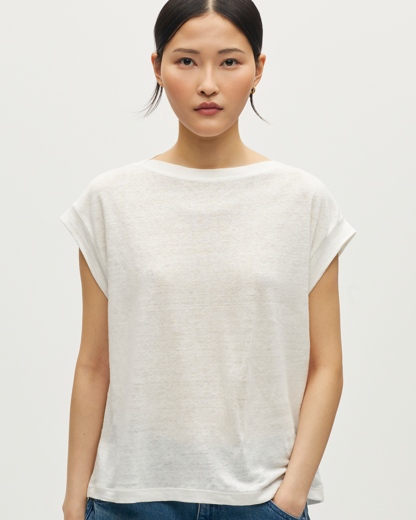 T-shirt boxy en lin KARO