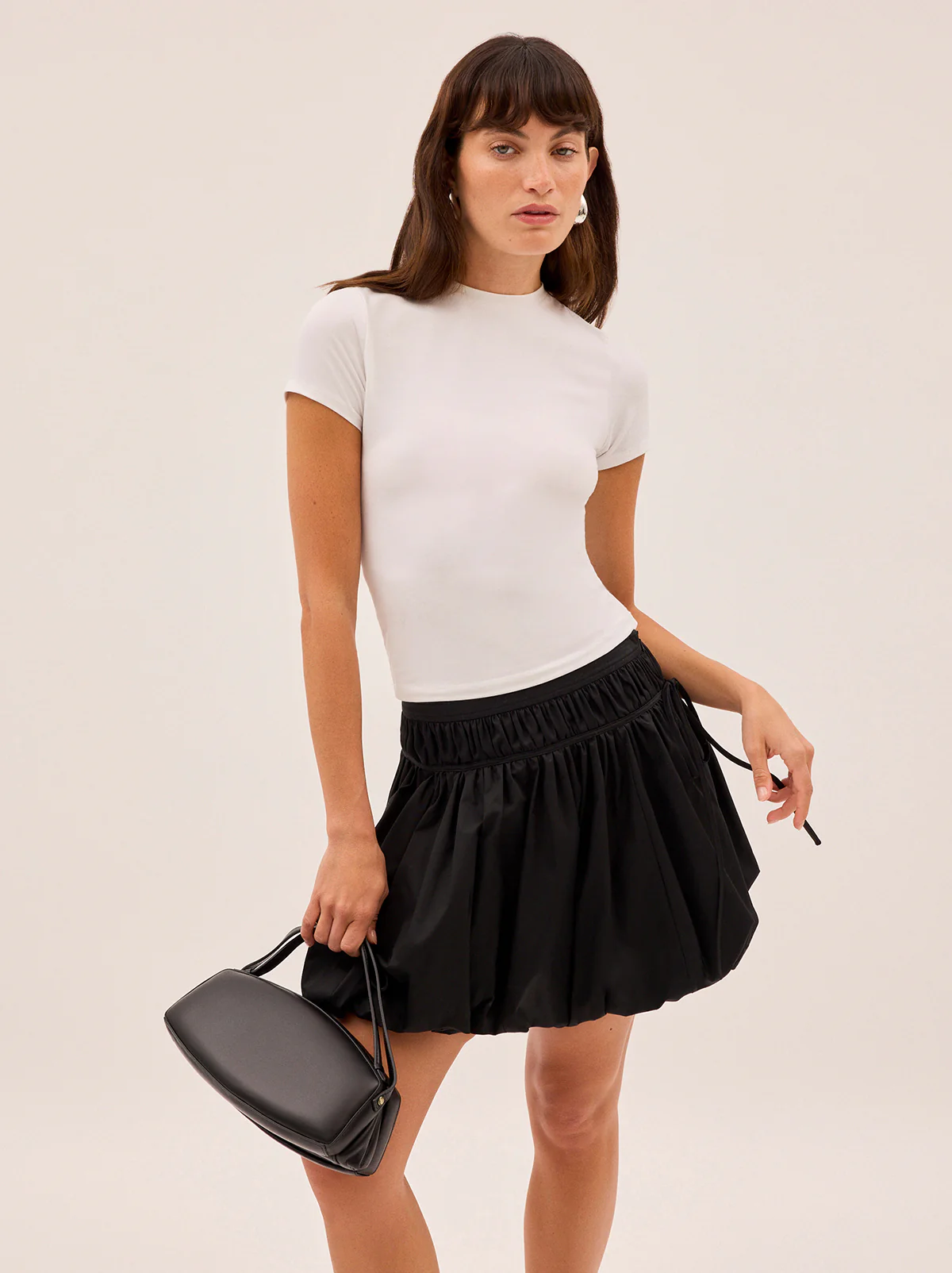 Hadley Black Cotton Mini Bubble Skirt