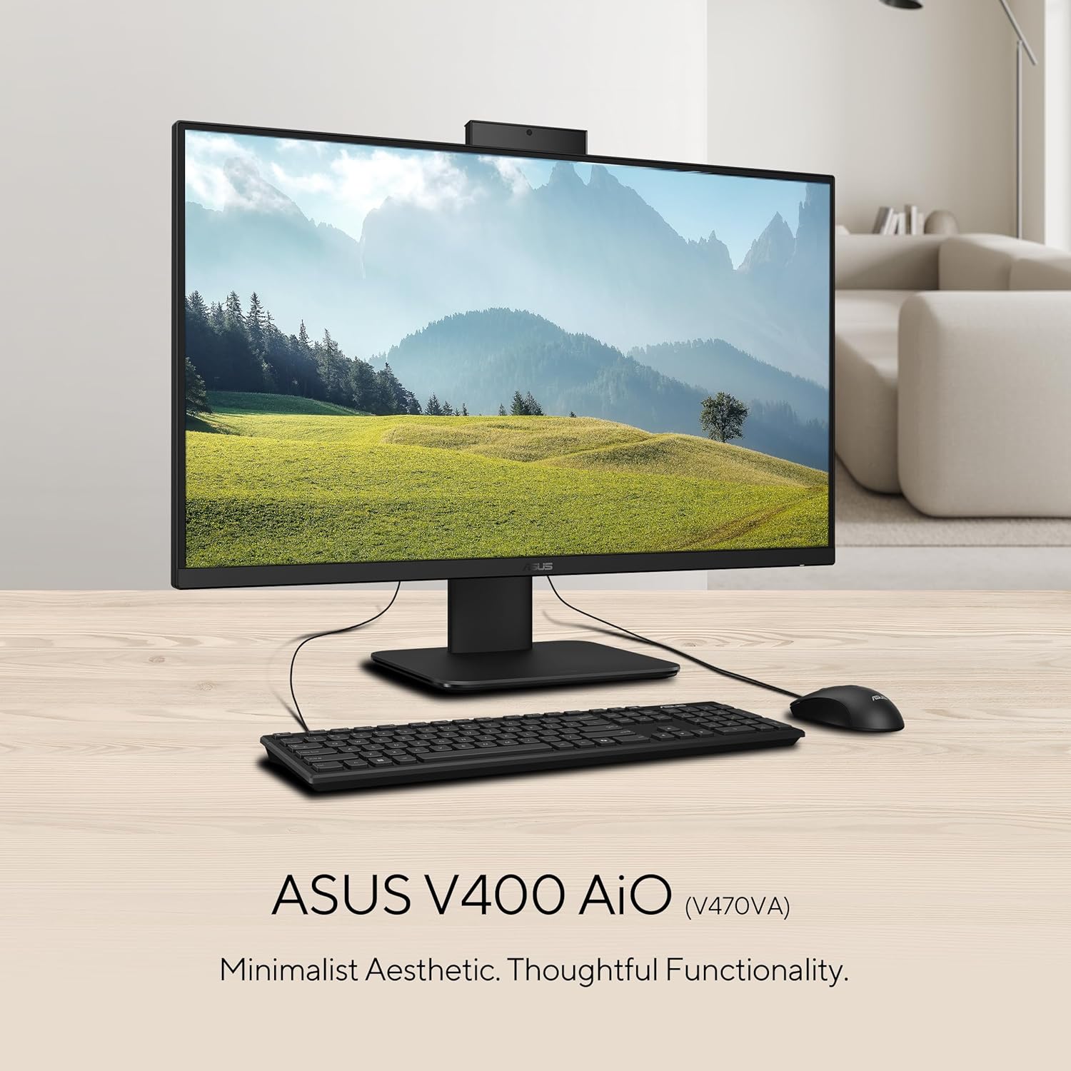 ASUS V470 All-in-One  27” FHD Anti-Glare Touch Display  16GB DDR5 RAM  1TB SSD  Intel® Core™ i5-13420H Processor  Windows 11 Home  Wired Keyboard and Mouse Included  V470VA-MS504T  Black