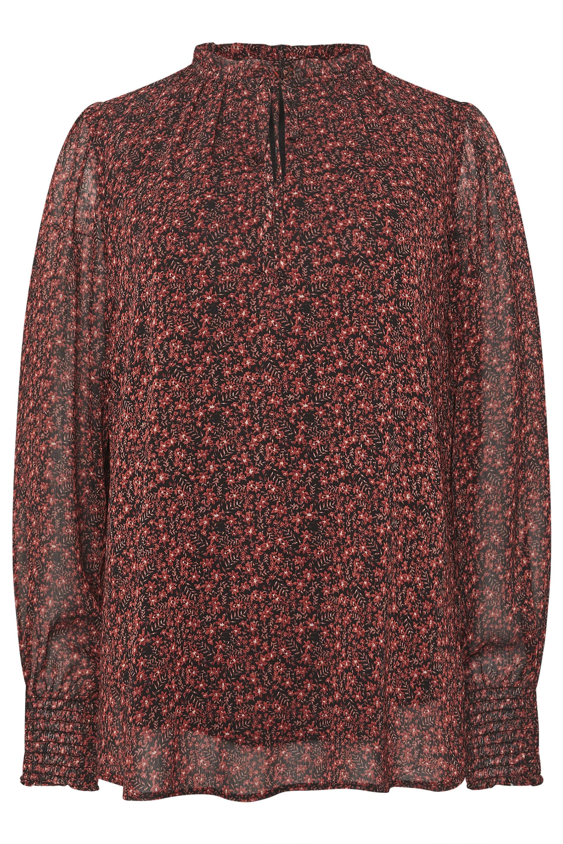 M&Co Floral Tie Neck Blouse