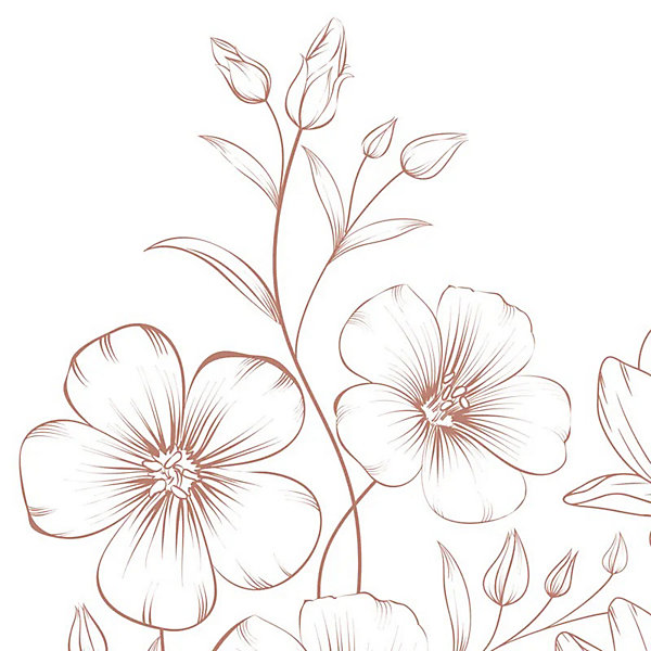 Crédence cuisine en aluminium - motif floral terracotta et blanc - 360x50 cm (en 3 bandeaux)