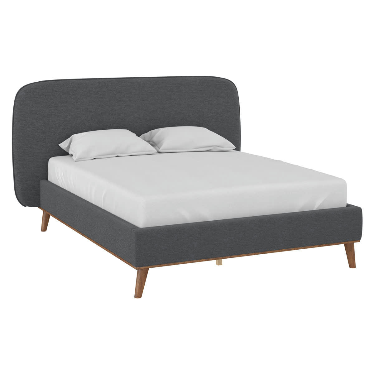 MODJO - Lit double 140x190 cm en tissu gris