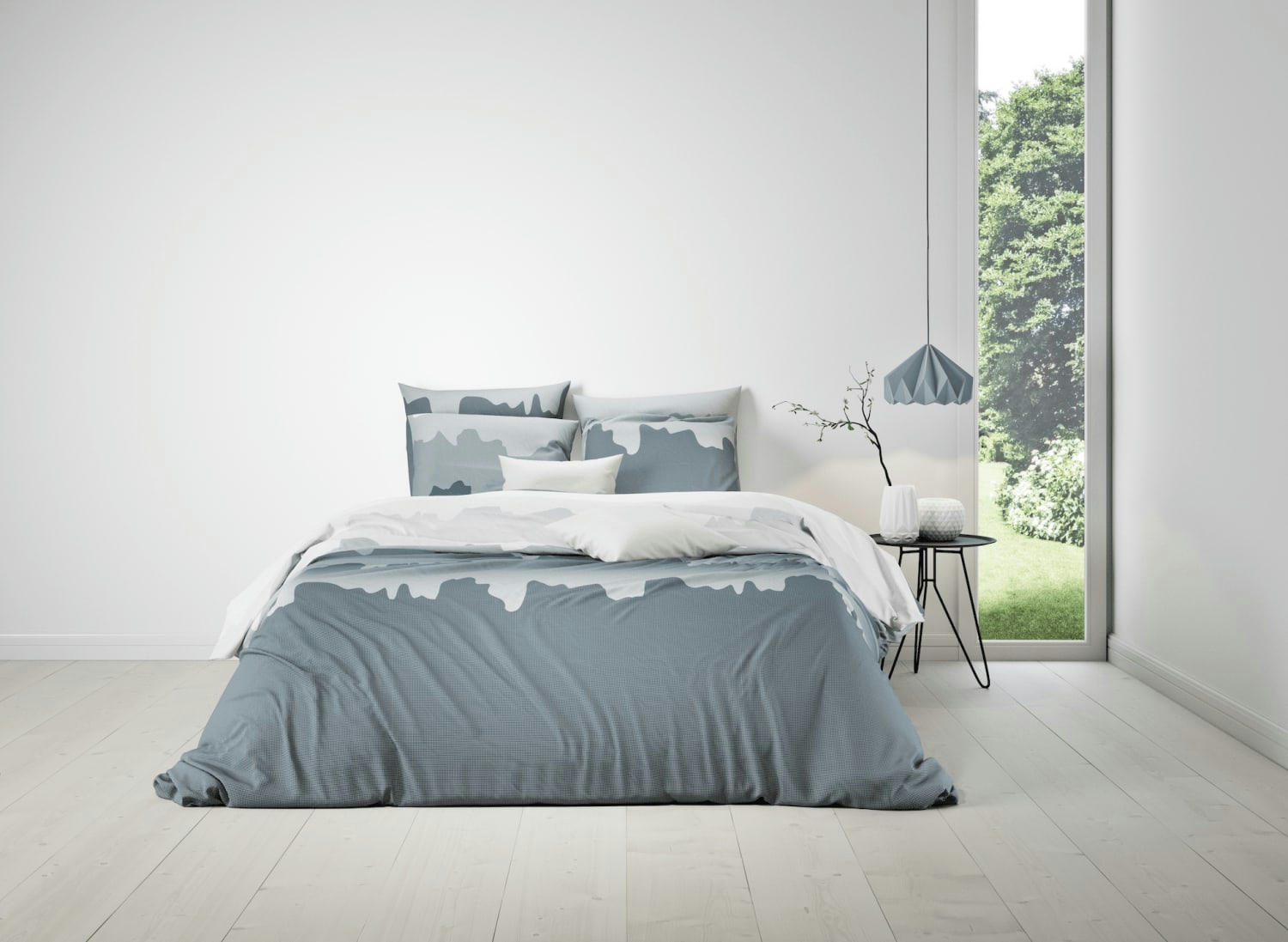 MIST - Parure housse de couette coton bleu 220x240 cm