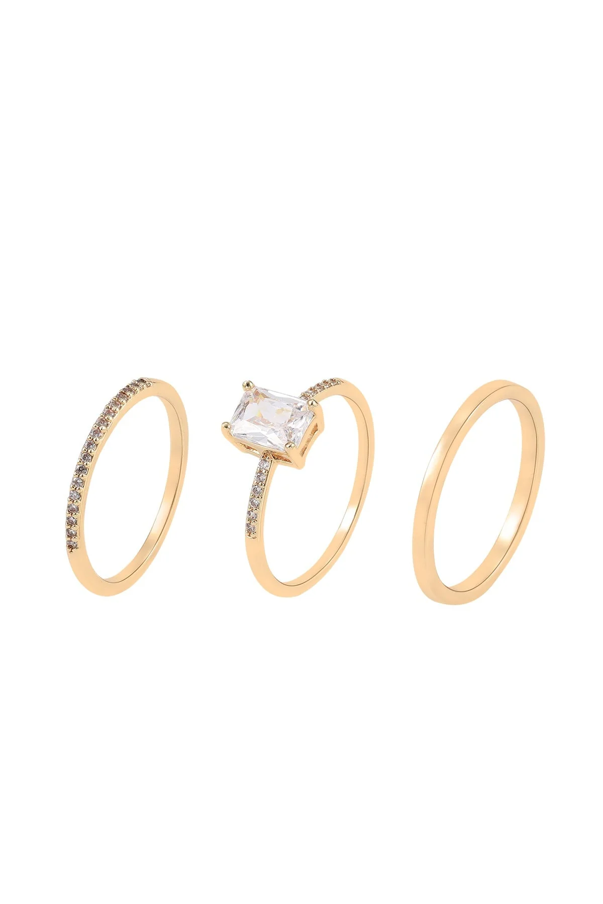 Set of 3 Crystal Stacking Ring Size 8