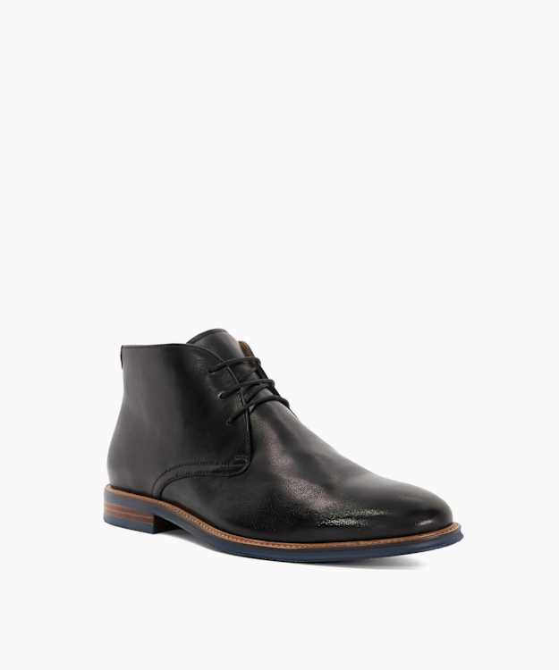 Millers Black - Wide Fit Round Toe Leather Lace Up Boots