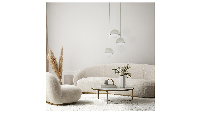 Lampa wisząca Bono 3-punktowa szklana beżowo-biała