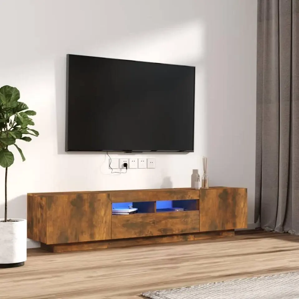 vidaXL - 2-delige TV-meubel met LED - 2 formaten - Gerookt eiken - Hout