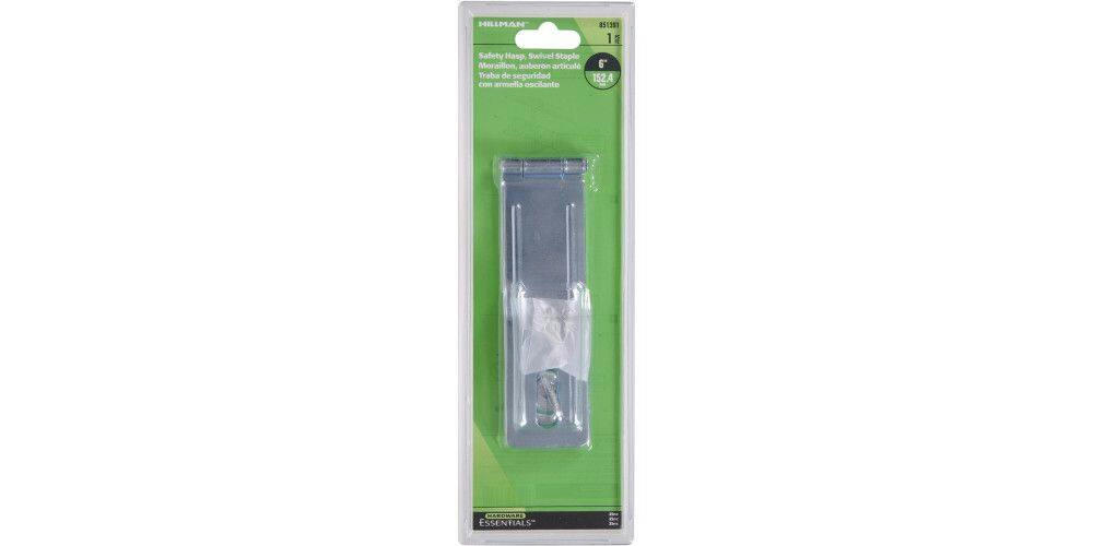Hillman Swivel Staple Safety Hasp, Latching Without Padlock, Zinc-Plated, 6-in