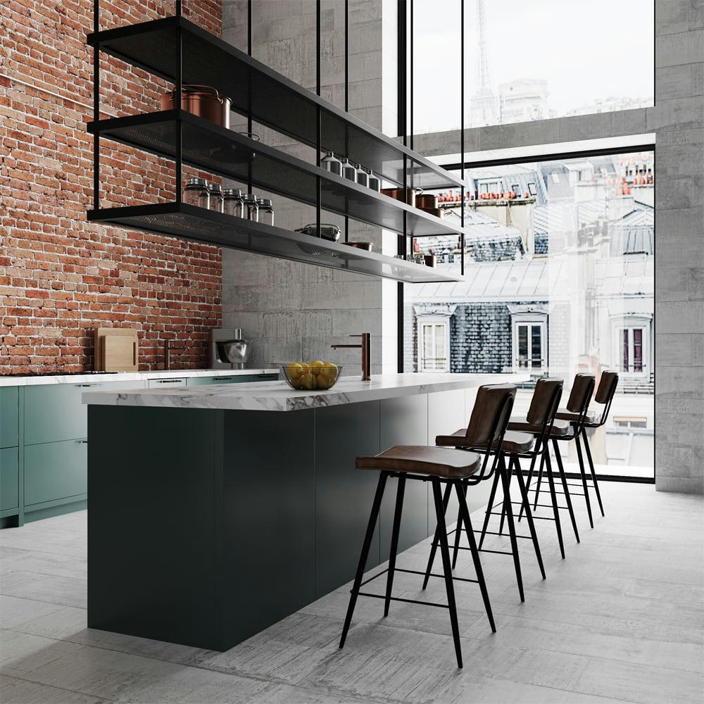 TEXAS - Chaise de bar mi-hauteur 66 cm cuir synthétique marron (x2)