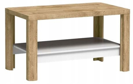 Ława GLOSS 110 cm dąb biały stolik kawowy półka