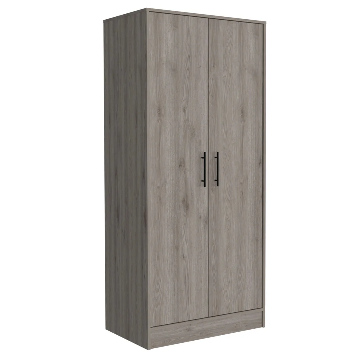 Armoire, Two Shelves, Double Door, Metal Rod, One Drawer -Light Gray