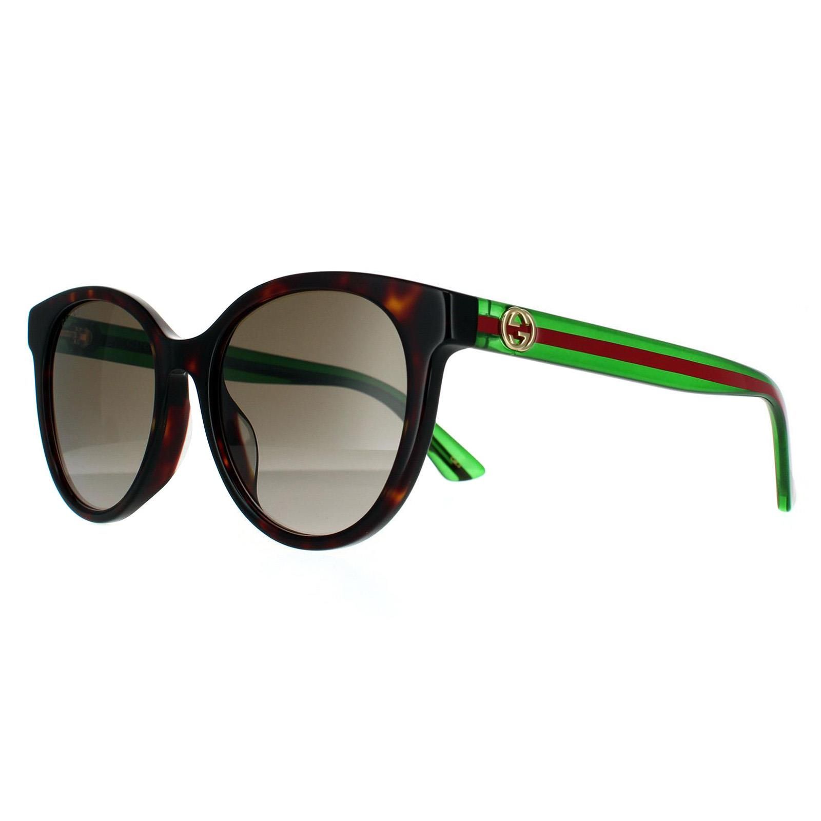 Gucci Round Havana With Green and Red Brown Gradient Sunglasses