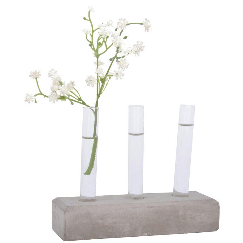 - Vase en tube à essai, socle en béton