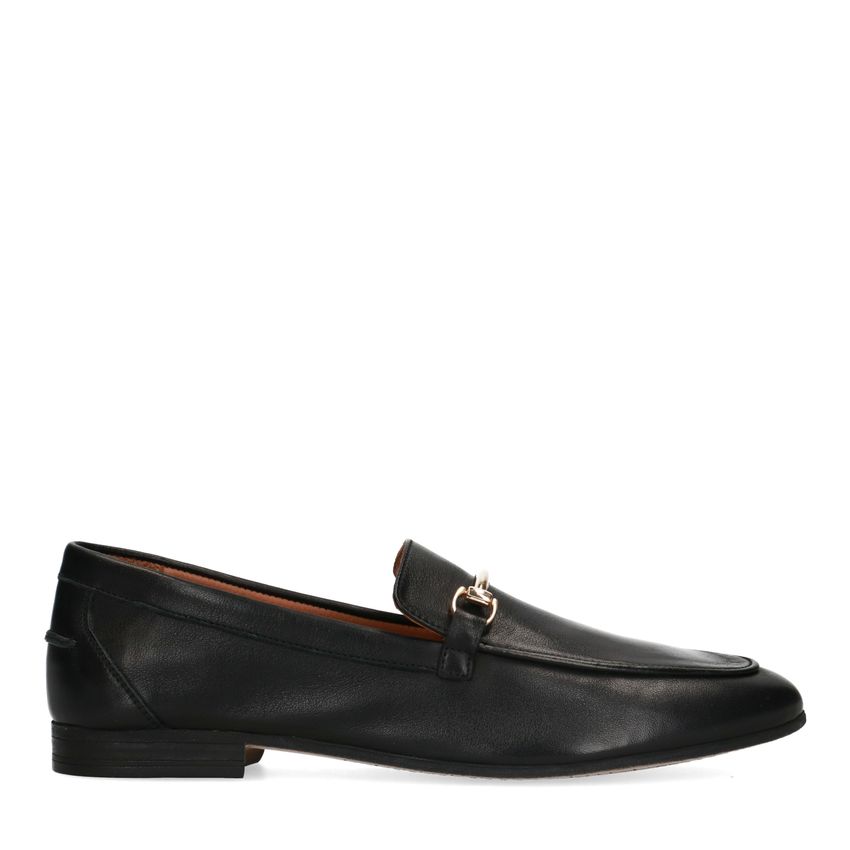 Manfield Zwarte leren loafers
