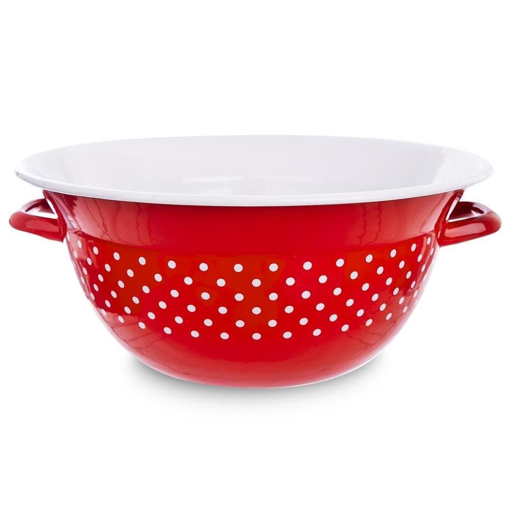 Miska kuchenna emaliowana czerwona w grochy TECKA 26 cm, 2,5 l