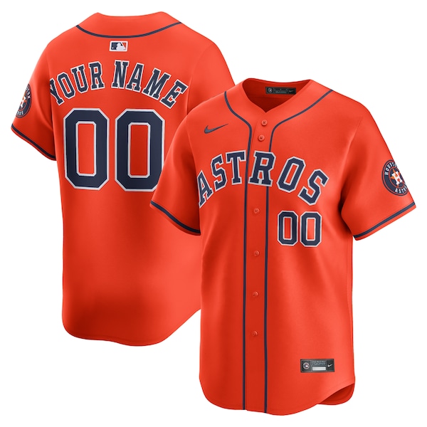 Houston Astros Nike Alternate Limited Custom Jersey - Orange/White