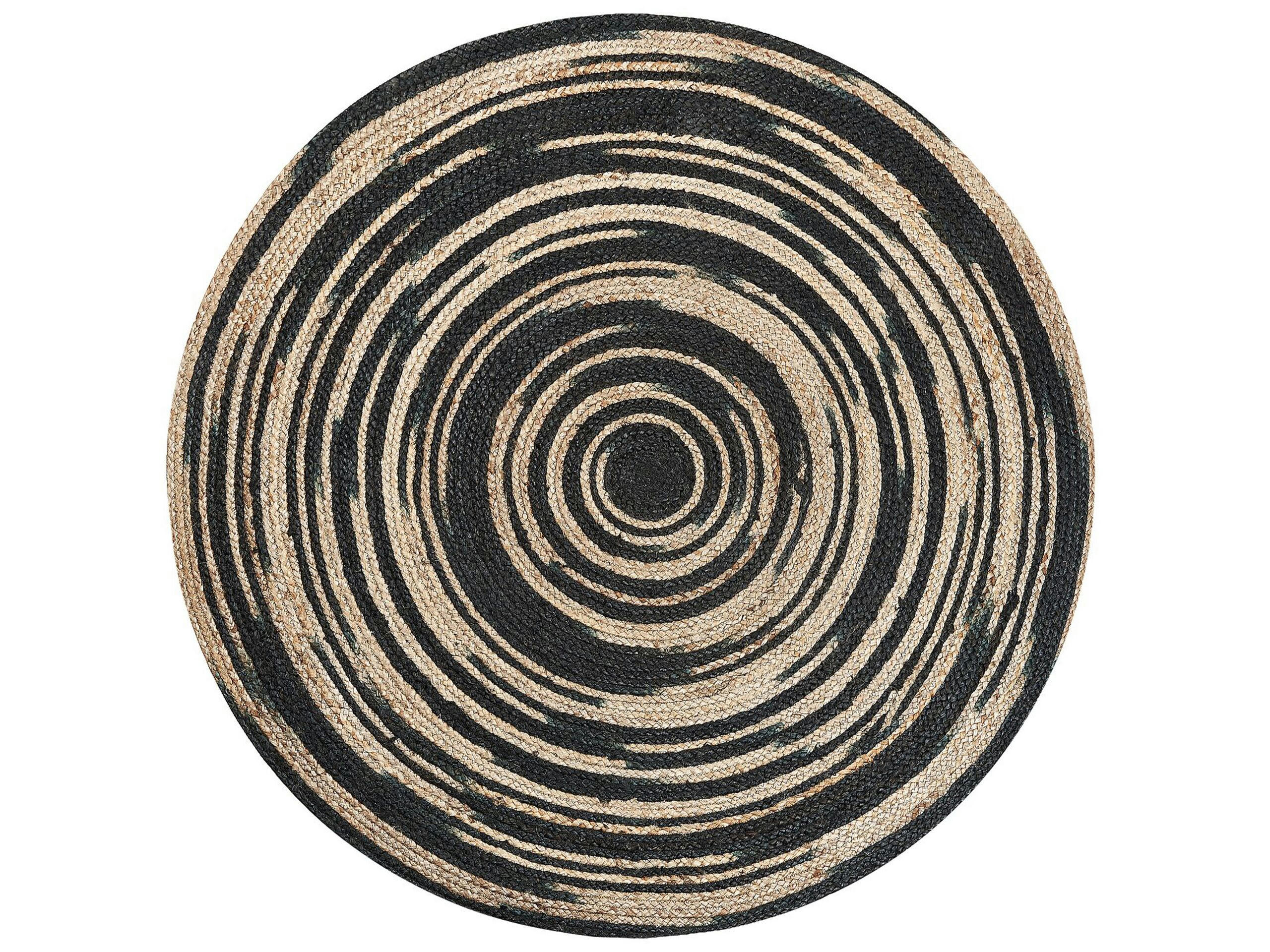 ARTORA - Tapis rond beige et noir D140cm