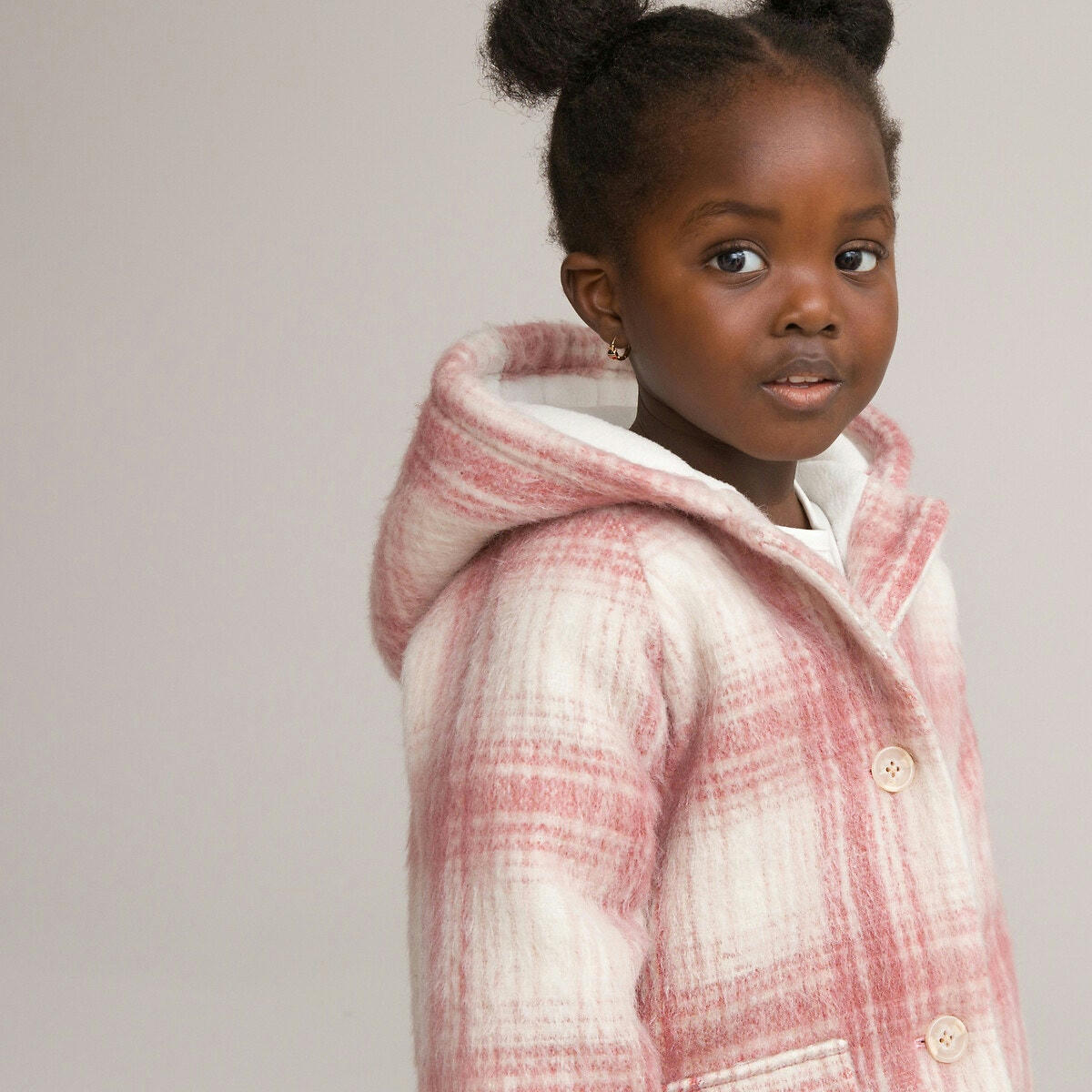 Manteau chaud à capuche et à carreaux