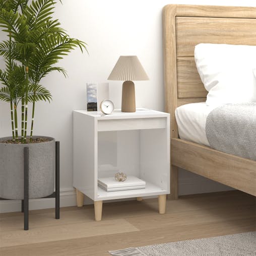 NNEVL Bedside Cabinets 2 pcs High Gloss White 40x35x50 cm