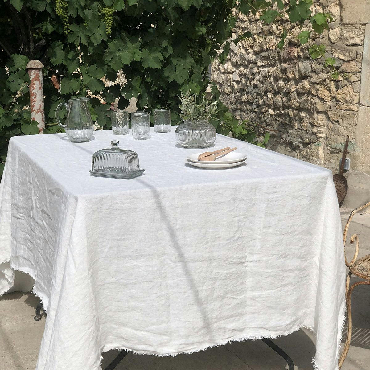 - Nappe en chanvre lavé Blanc