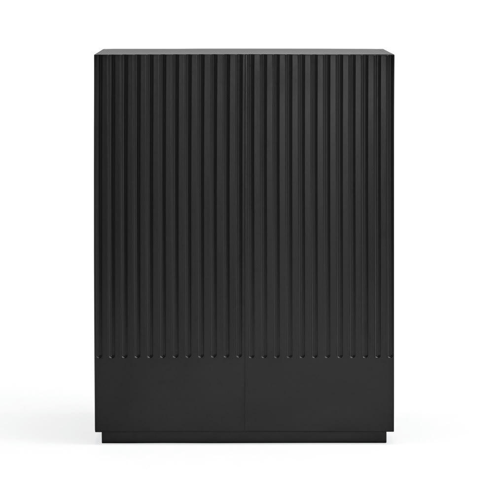 DORIC - Buffet haut 2 portes en bois H120cm noir