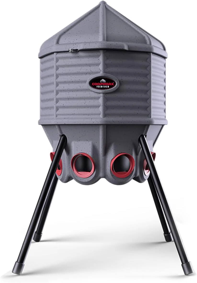 80lb Poultry Feeder, Adjustable Height, UV Stable, Weather Resistant, 8 Ports, Made in USA