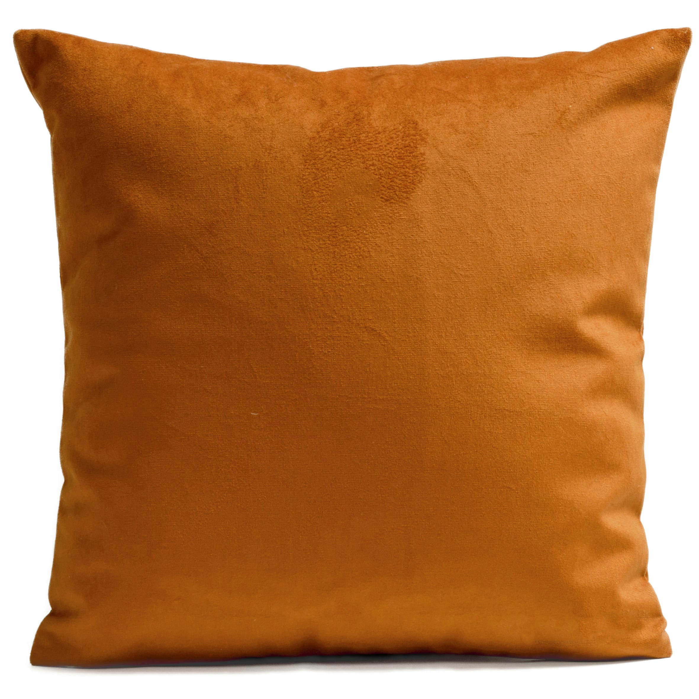 - Coussin uni suédine orange rouille 40x40cm