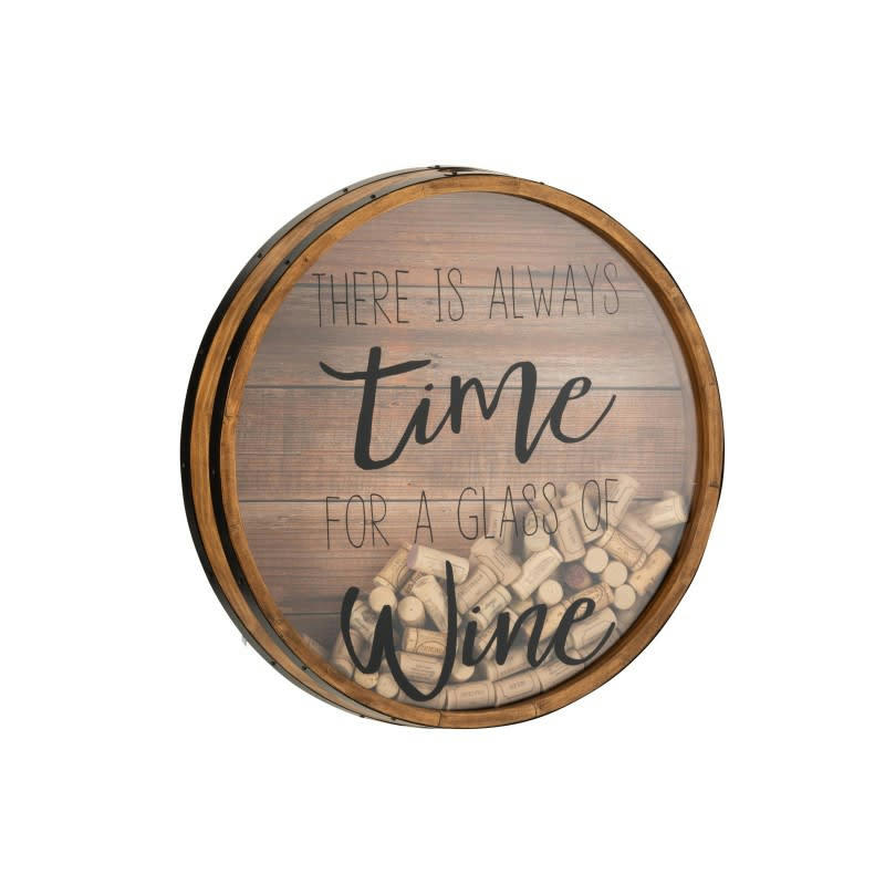 BOUCHONS DE LIÈGE - Cadre rond vin verre et bois naturel D47,5cm
