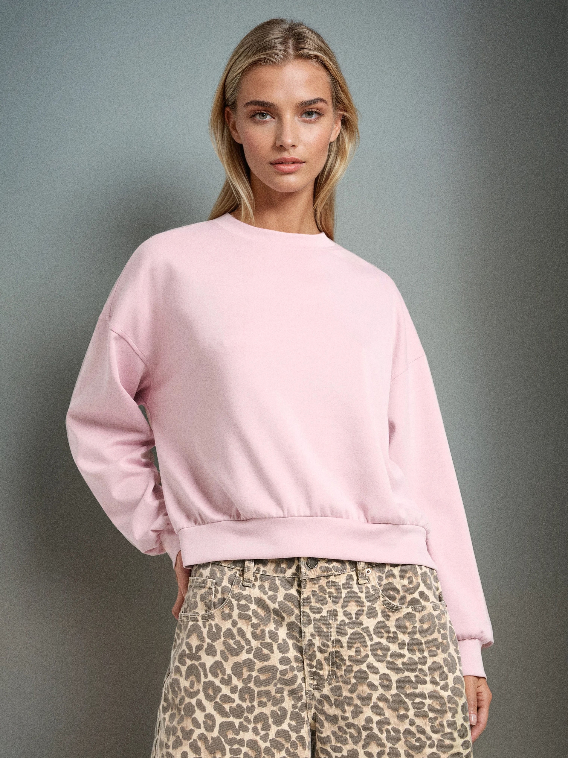 Gładka bluza z długim rękawem soft touch