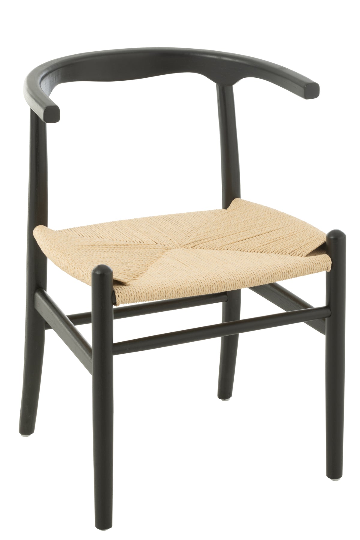 J-Line stoel Toon - beukenhout/touw - zwart