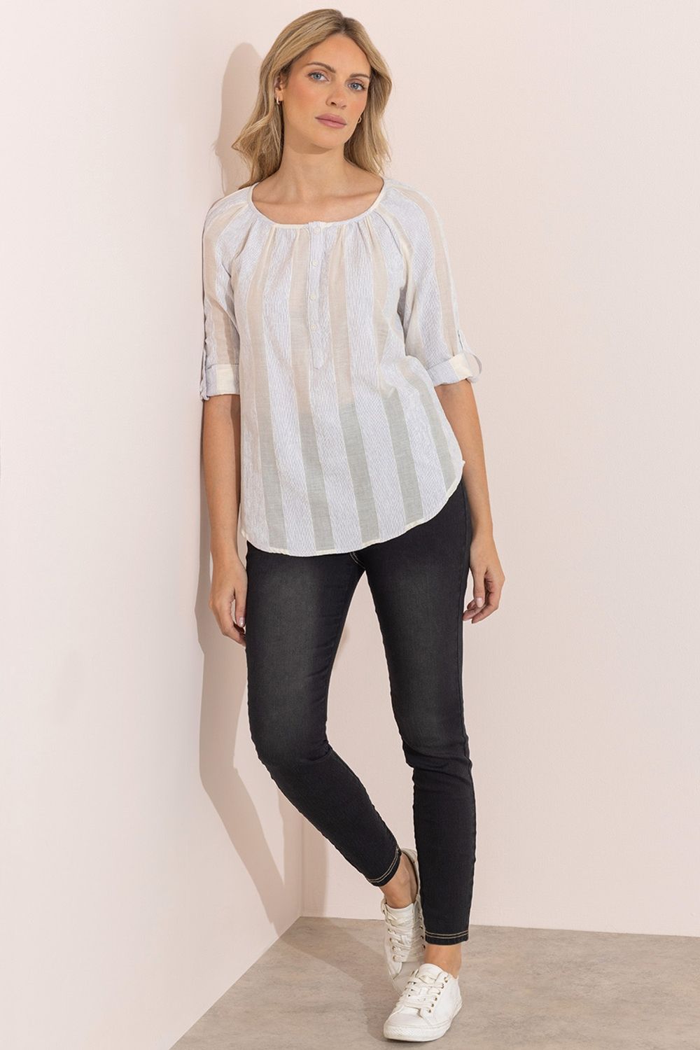 Klass. Textured Striped Blouse
