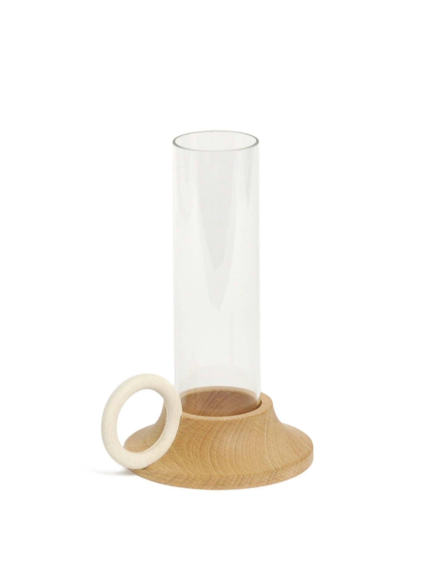 RENDEZ-VOUS - Bougeoir en bois et verre avec anse blanche