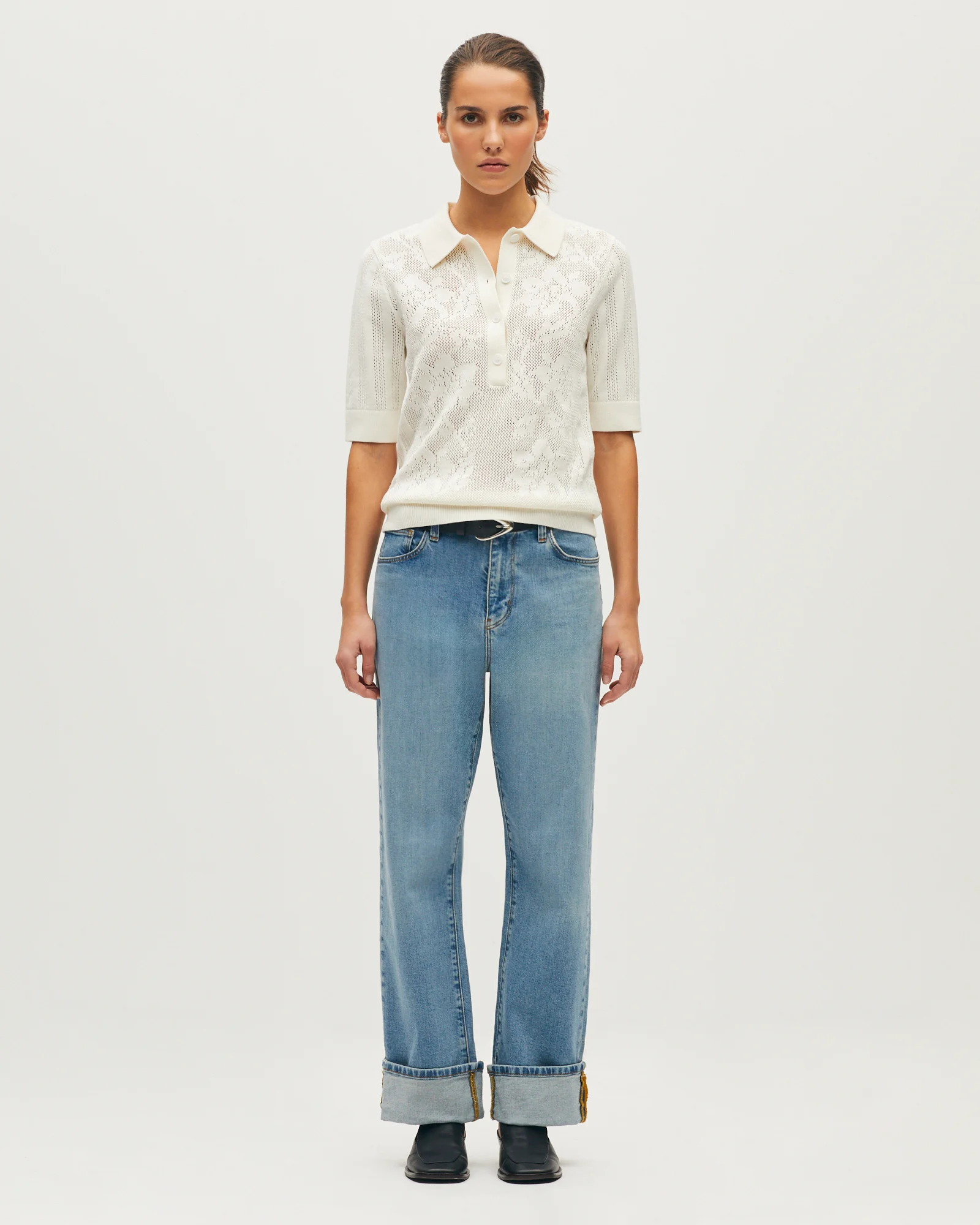 Polo en coton crochet